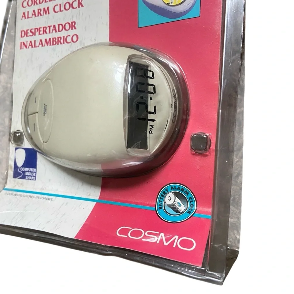 Vintage New In Box Cosmo Cordless Alarm Clock Computer Mouse Shape Battery Power